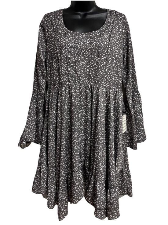 Mia Joy Dresses & Skirts - Mia Joy Womens Medium Floral Dress Gray Long Sleeve Empire Slit Sleeve Scoop New